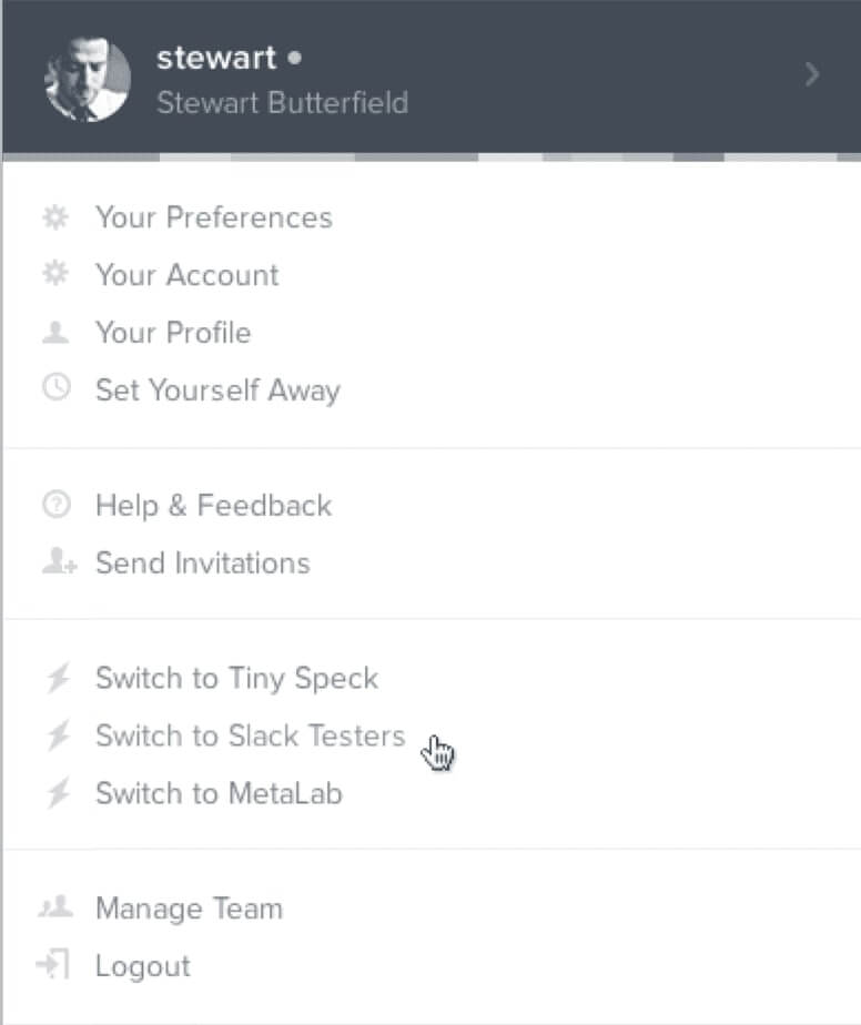 Screenshot of early Slack interface