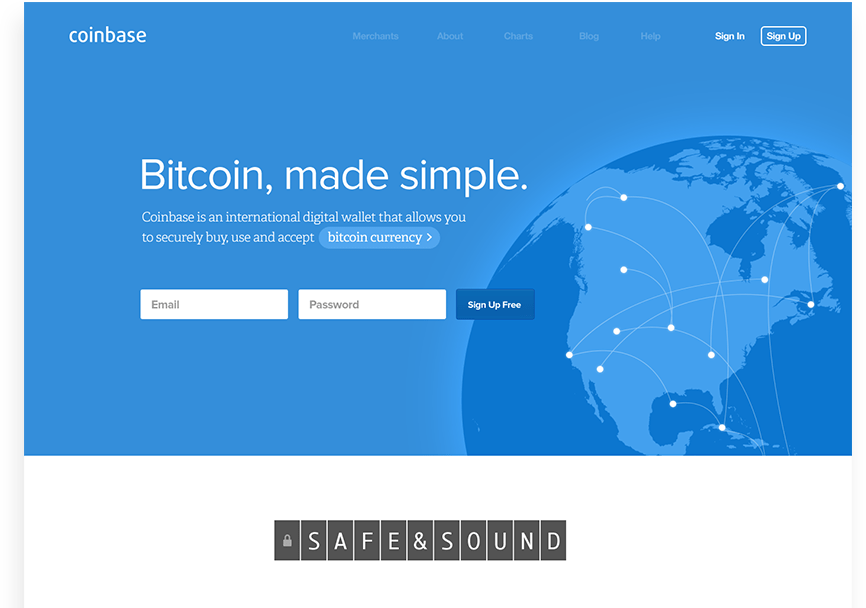 Screenshots of Coinbase sites